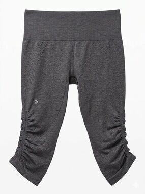 lululemon athletica Dark Charcoal Ruched Capri Leggings